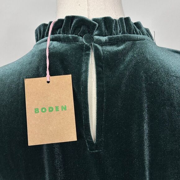 Boden Velvet Ruffle Mock Neck Top Green T1496 NWT 6 Holidays Whimsigoth Romantic - Picture 8 of 11